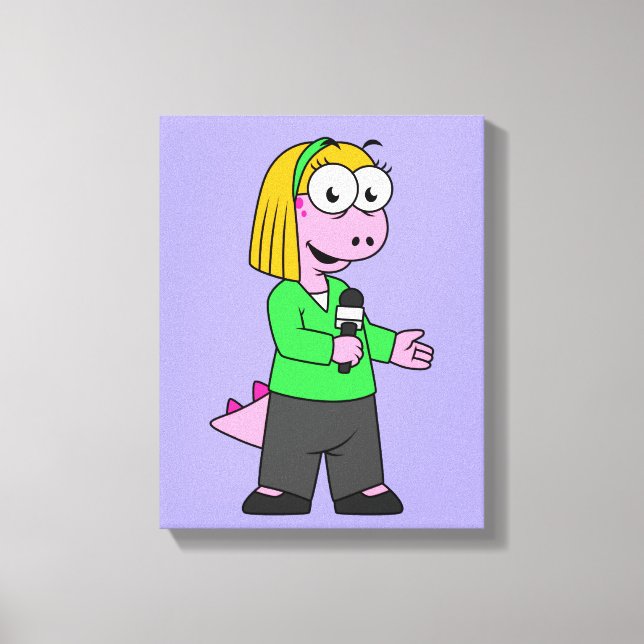 Illustration Of An Allosaurus News Reporter. Canvas Print (Front)