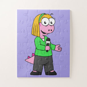Illustration Of An Allosaurus News Reporter. Jigsaw Puzzle