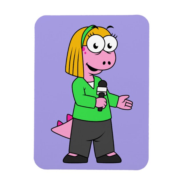 Illustration Of An Allosaurus News Reporter. Magnet (Vertical)