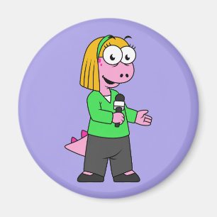 Illustration Of An Allosaurus News Reporter. Magnet