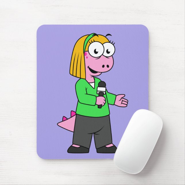 Illustration Of An Allosaurus News Reporter. Mouse Pad (With Mouse)