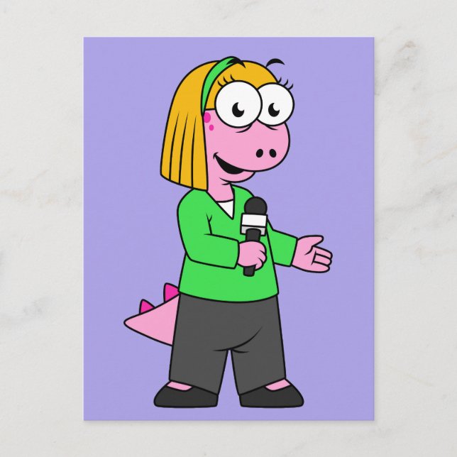 Illustration Of An Allosaurus News Reporter. Postcard (Front)