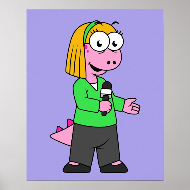 Illustration Of An Allosaurus News Reporter. Poster (Front)