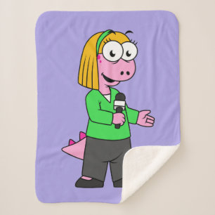 Illustration Of An Allosaurus News Reporter. Sherpa Blanket