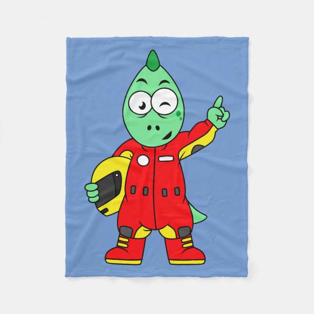 Illustration Of An Allosaurus Race Car Driver. Fleece Blanket (Front)