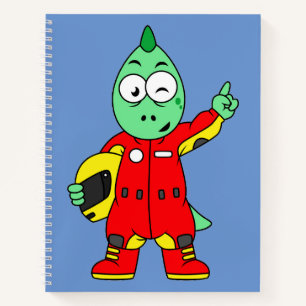 Illustration Of An Allosaurus Race Car Driver. Notebook