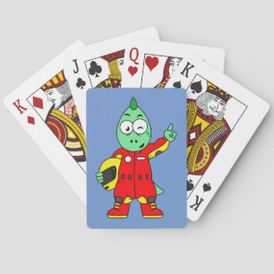 Illustration Of An Allosaurus Race Car Driver. Playing Cards