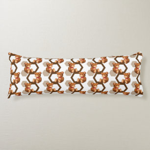 illustration of an array of teddy bear on white body pillow