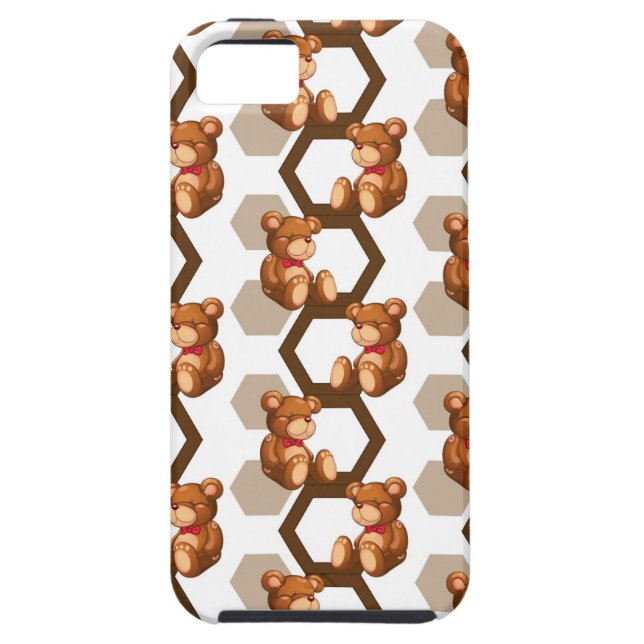 illustration of an array of teddy bear on white Case-Mate iPhone case (Back)