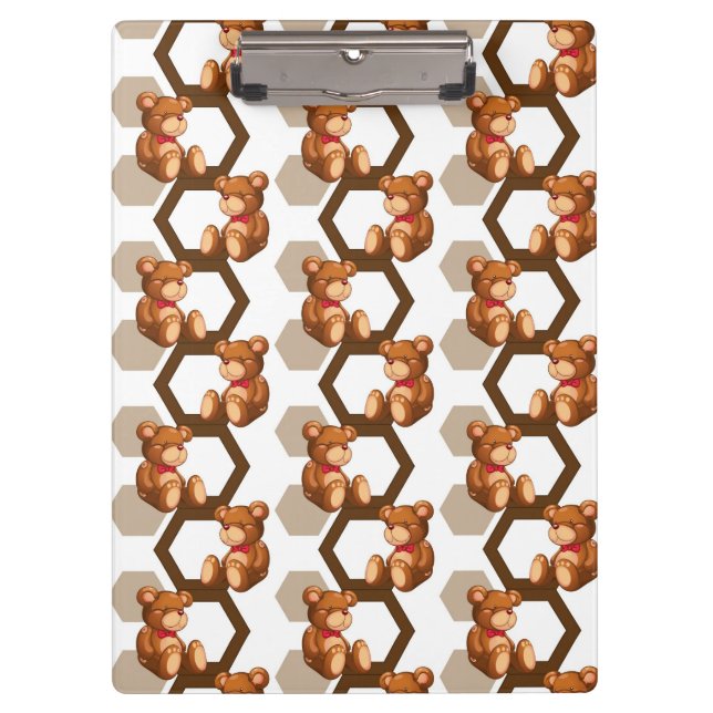 illustration of an array of teddy bear on white clipboard (Front)