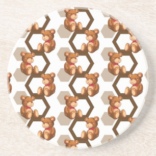 illustration of an array of teddy bear on white coaster