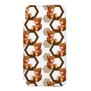 illustration of an array of teddy bear on white incipio watson™ iPhone 5 wallet case