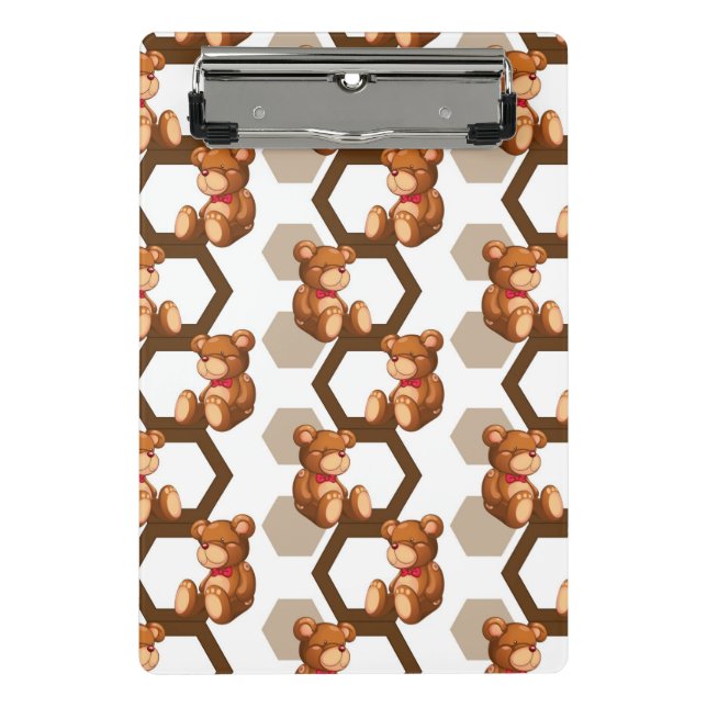 illustration of an array of teddy bear on white mini clipboard (Front)