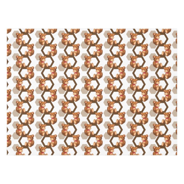 illustration of an array of teddy bear on white tablecloth (Front (Horizontal))