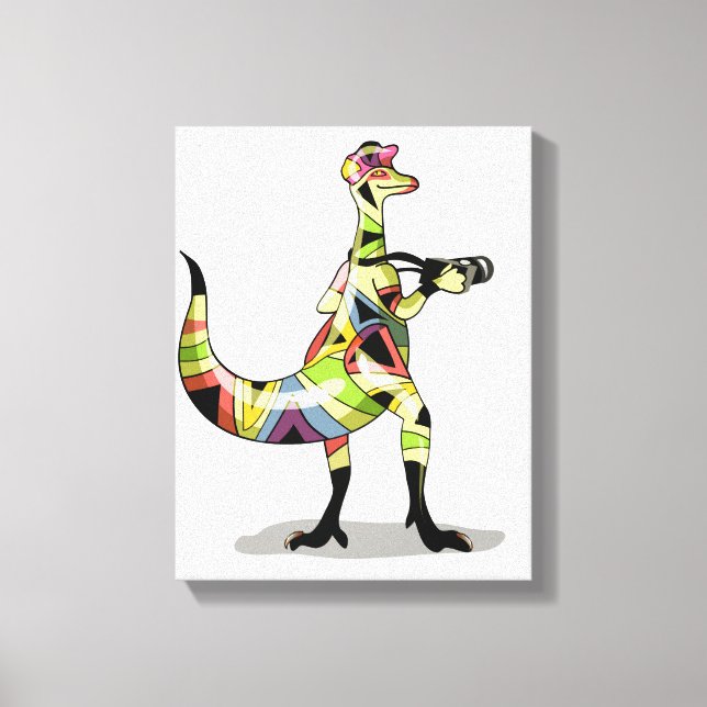 Illustration Of An Iguanodon Photographer. Canvas Print (Front)