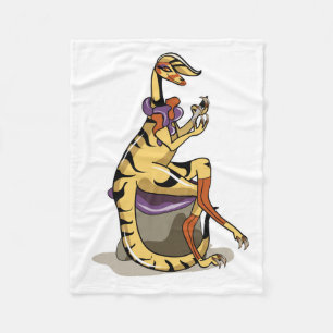 Illustration Of An Iguanodon Polishing Her Nails. Fleece Blanket