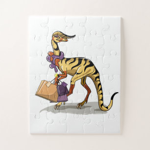 Illustration Of An Iguanodon With Shopping Bags. Jigsaw Puzzle