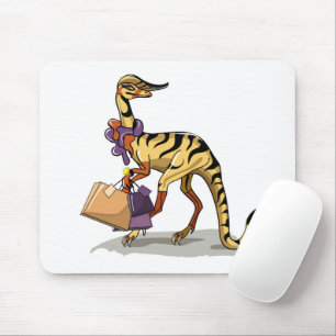 Illustration Of An Iguanodon With Shopping Bags. Mouse Pad