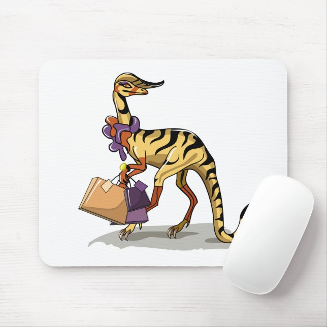 Illustration Of An Iguanodon With Shopping Bags. Mouse Pad (With Mouse)