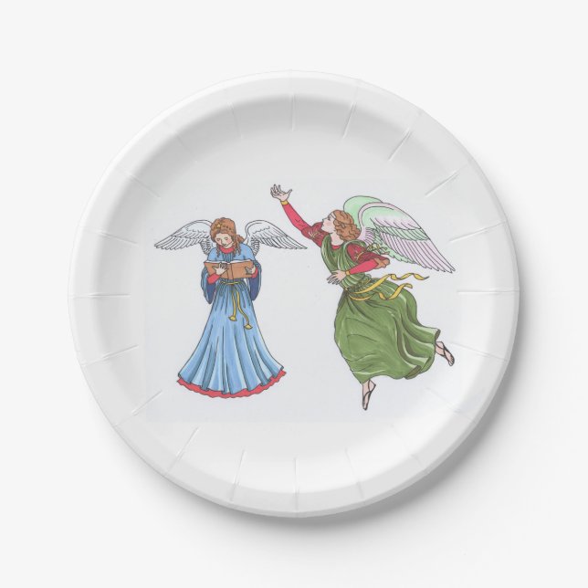 Illustration of Angels Paper Plate (Front)