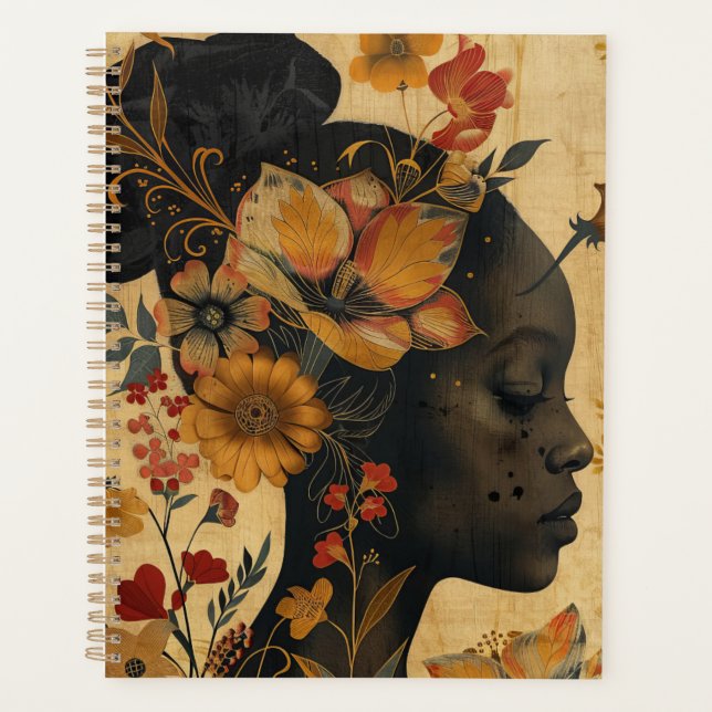 Illustration of Beautiful Lady and Flowers  Planner (Front)