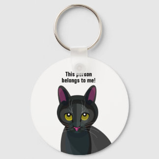 Illustration of Black Cat on keyring
