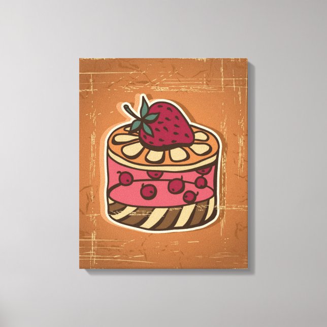 Illustration of cake in retro style canvas print (Front)