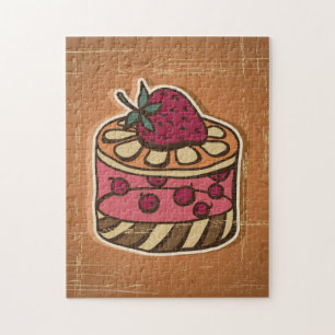 Illustration of cake in retro style jigsaw puzzle