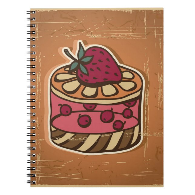 Illustration of cake in retro style notebook (Front)