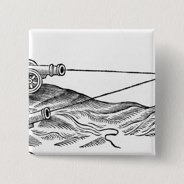 Illustration of Cannon Fire 2 Inch Square Button (Front)