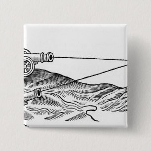 Illustration of Cannon Fire 2 Inch Square Button