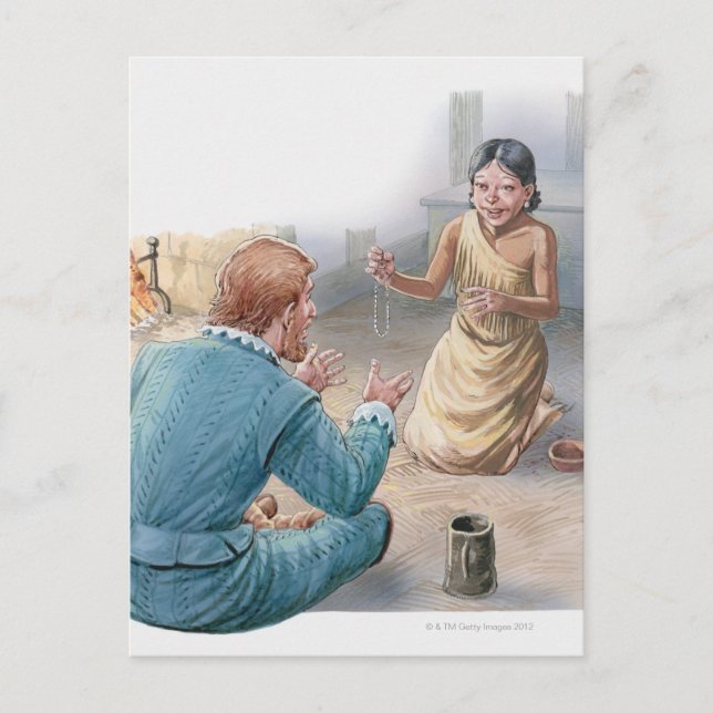 Illustration of Captain John Smith and Postcard (Front)