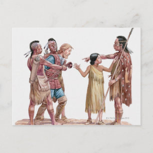 Illustration of Captain Smith being taken Postcard