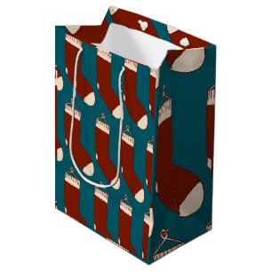 Illustration of Christmas stockings. Medium Gift Bag