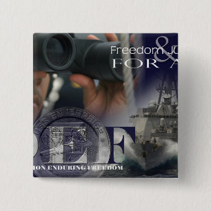 Illustration of crew members 2 inch square button