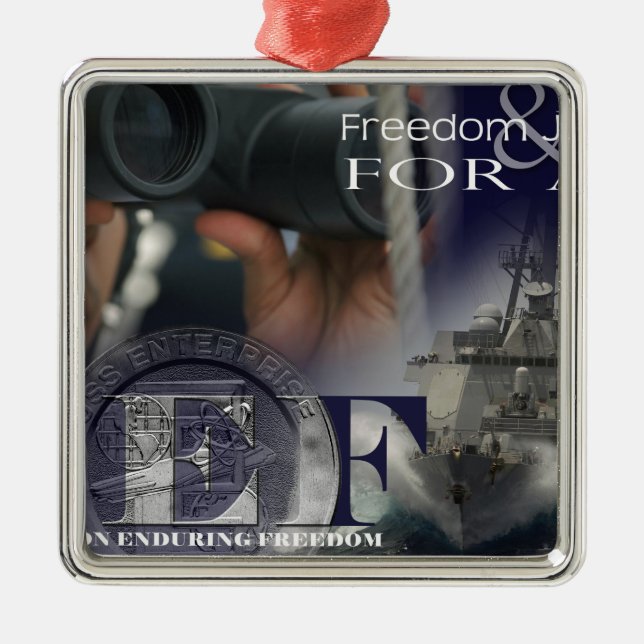 Illustration of crew members metal ornament (Front)
