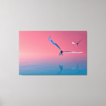 Illustration Of Eagles Flying In Colours Canvas Ar