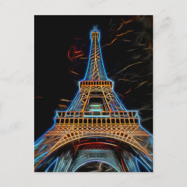 Illustration of Eiffel Tower - Paris, France Postcard (Front)