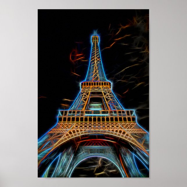 Illustration of Eiffel Tower - Paris, France Poster (Front)