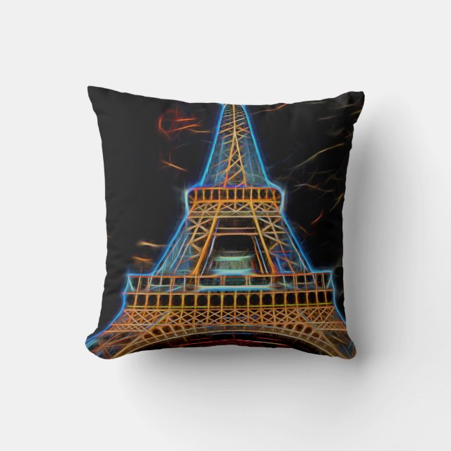 Illustration of Eiffel Tower - Paris, France Throw Pillow (Front)