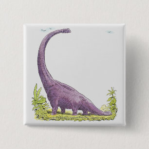 Illustration of Giraffatitan dinosaur 2 Inch Square Button