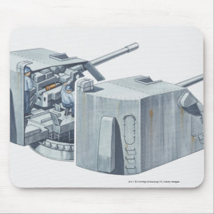 Illustration of gun turret on a WW2 battleship Mouse Pad