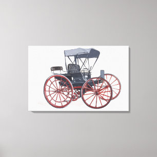Illustration of horseless carriage canvas print