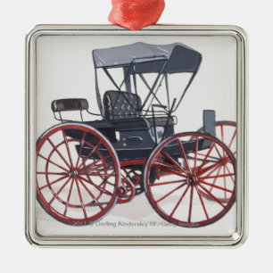 Illustration of horseless carriage metal ornament