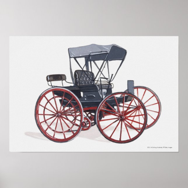 Illustration of horseless carriage poster (Front)
