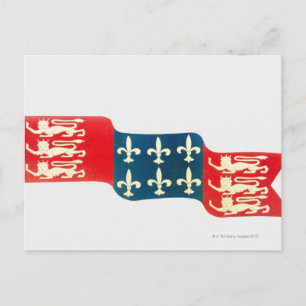 Illustration of Hundred Years War Flag with Postcard