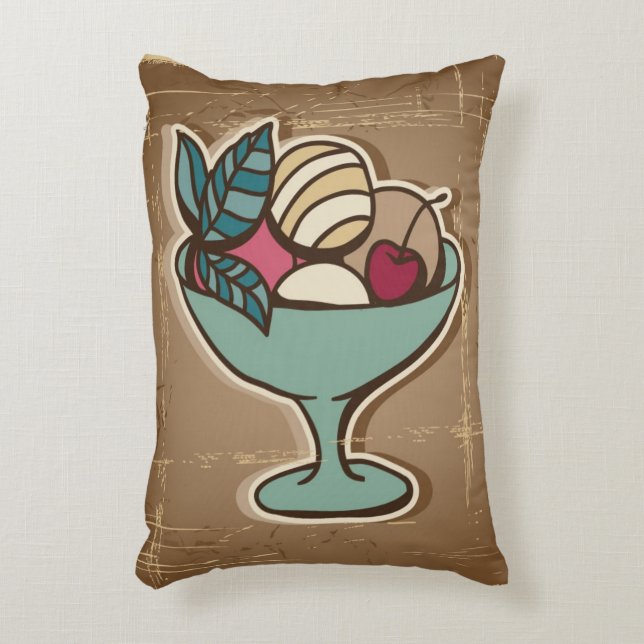Illustration of Ice Cream in retro style Accent Pillow (Front(Vertical))