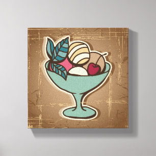 Illustration of Ice Cream in retro style Canvas Print