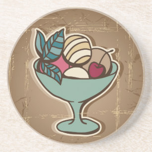 Illustration of Ice Cream in retro style Coaster