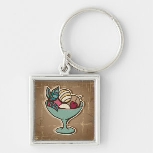 Illustration of Ice Cream in retro style Keychain